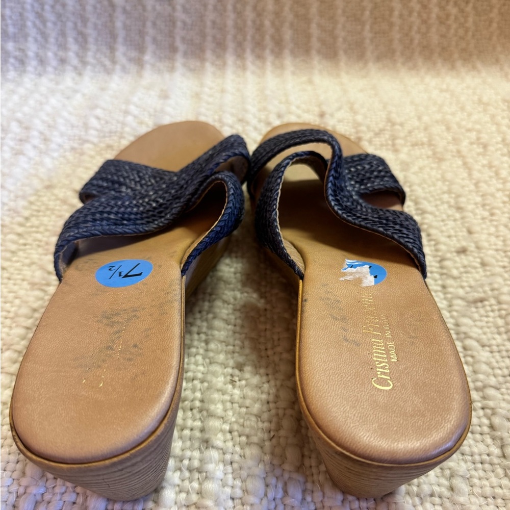 Made in Italy Cristina Francini Blue Woven Sandals NWT Size 7.5